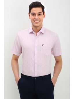 Allen Solly - Men Pink Slim Fit Print Half Sleeves Formal Shirt
