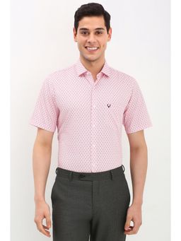 Allen Solly - Men Pink Slim Fit Print Half Sleeves Formal Shirt