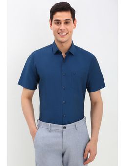 Allen Solly - Men Blue Slim Fit Solid Half Sleeves Formal Shirt