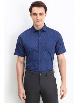 Allen Solly - Men Blue Slim Fit Print Half Sleeves Formal Shirt