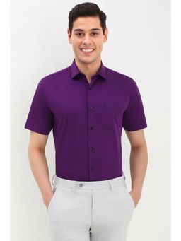 Allen Solly - Men Purple Slim Fit Solid Half Sleeves Formal Shirt