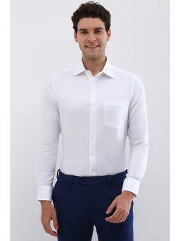 Allen Solly - Men White Regular Fit Textured Full Sleeves Formal Shirt