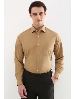 Allen Solly - Men Khaki Regular Fit Solid Full Sleeves Formal Shirt