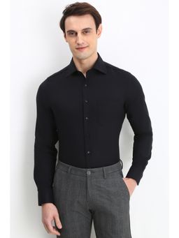 Allen Solly - Men Black Slim Fit Textured Full Sleeves Formal Shirt