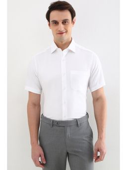 Allen Solly - Men White Regular Fit Textured Half Sleeves Formal Shirt