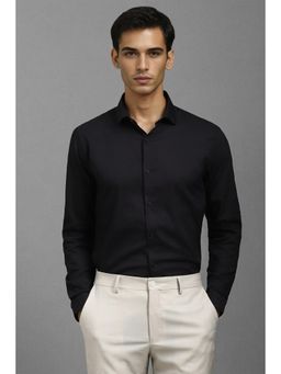 Louis Philippe - Men Black Super Slim Fit Solid Full Sleeves Casual Shirt