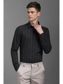 Louis Philippe - Men Black Super Slim Fit Print Full Sleeves Casual Shirt