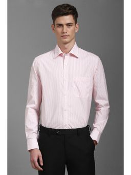 Louis Philippe - Men Pink Classic Fit Stripe Full Sleeves Formal Shirt