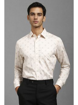 Louis Philippe - Men Cream Classic Fit Print Full Sleeves Formal Shirt