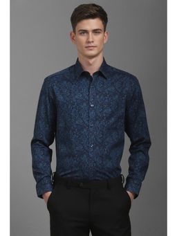 Louis Philippe - Men Navy Classic Fit Floral Print Full Sleeves Formal Shirt