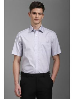 Louis Philippe - Men Grey Classic Fit Print Half Sleeves Formal Shirt