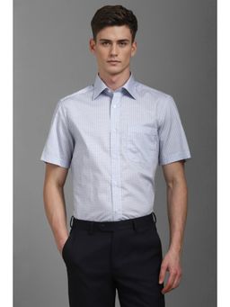 Louis Philippe - Men Blue Classic Fit Print Half Sleeves Formal Shirt