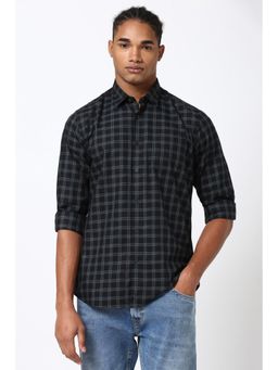 Peter England - Men Black Slim Fit Check Casual Shirt