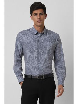 Van Heusen - Men Grey Slim Fit Print Full Sleeves Formal Shirt