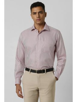 Van Heusen - Men Maroon Regular Fit Stripe Full Sleeves Formal Shirt