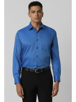 Van Heusen - Men Blue Regular Fit Textured Full Sleeves Formal Shirt
