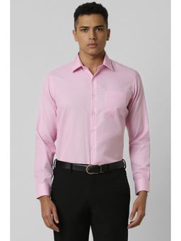 Van Heusen - Men Pink Slim Fit Textured Full Sleeves Formal Shirt