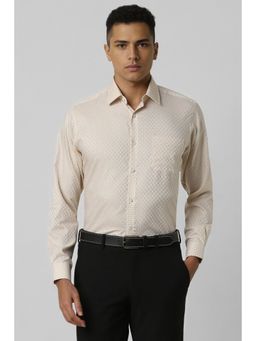 Van Heusen - Men Beige Regular Fit Check Full Sleeves Formal Shirt