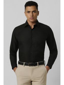 Van Heusen - Men Black Regular Fit Textured Full Sleeves Formal Shirt