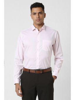 Van Heusen - Men Pink Regular Fit Textured Full Sleeves Formal Shirt