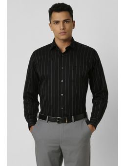 Van Heusen - Men Black Regular Fit Stripe Full Sleeves Formal Shirt