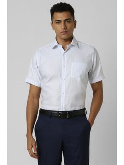 Van Heusen - Men White Regular Fit Check Half Sleeves Formal Shirt
