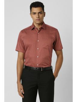 Van Heusen - Men Red Regular Fit Print Half Sleeves Formal Shirt