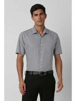 Van Heusen - Men Grey Regular Fit Check Half Sleeves Formal Shirt