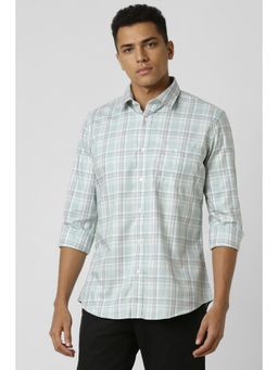 Van Heusen - Men Green Slim Fit Check Full Sleeves Casual Shirt