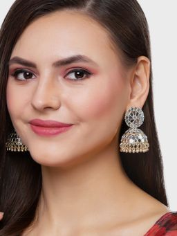 Karatcart - Gold Plated Mirror Studded Jhumki Earrings for Women