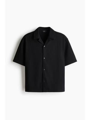 Buy H&M Men Black Relaxed Fit Resort Shirt (XS)