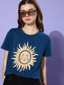 DILLINGER - Blue Graphic Boxy Regular T-Shirt