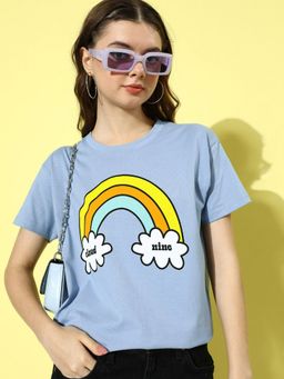 DILLINGER - Blue Graphic Boxy Regular T-Shirt