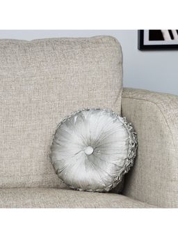 HomeTown - Fiesta Solid Smocking Reversible Filled Cushion 30 X 30 Cm In Grey Colour (12X12)