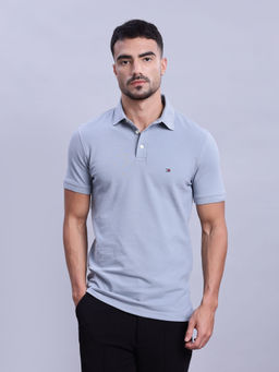 Tommy Hilfiger - Men Grey Solid Polo T-Shirt