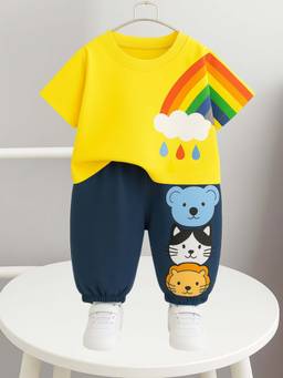Googo Gaaga - Yellow Printed T-shirt with Joggers