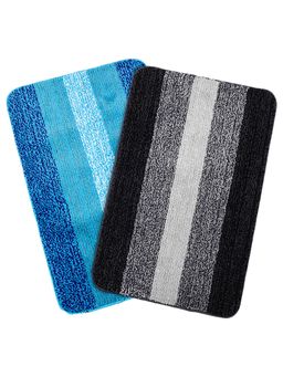 Saral Home - Turquoise & Black Microfiber Anti Skid Bath Mat 50x70 cm (Pack of 2)