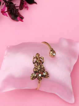 Estele - Gold Plated Antique Aesthetic Laxmi Bracelet with Kundan for Women