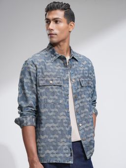 LOCOMOTIVE - Premium Men Washed Jacquard Printed Oversized Overshirt