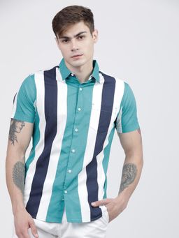 LOCOMOTIVE - Men Blue Slim Fit Striped Casual Shirt