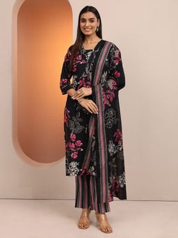 Libas - Cotton Blend Floral Kurta With Pant & Dupatta