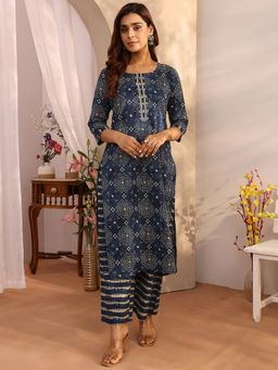 Libas - Cotton Blend Printed Kurta With Palazzo