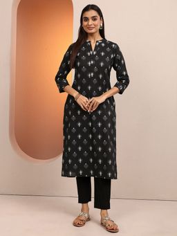 Libas - Black Cotton Printed Kurta