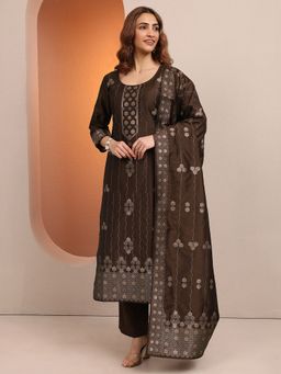 Libas - Silk Blend Floral Kurta With Pant & Dupatta