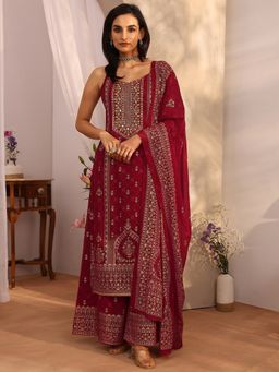 Libas - Georgette Embroidered Kurta With Palazzo & Dupatta