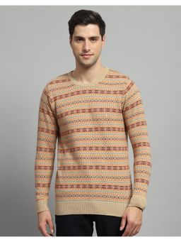 Monte Carlo - Men Brown Full Sleeve Round Neck Sweater
