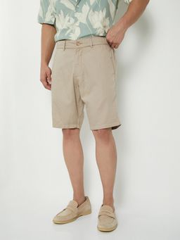 max - Men Solid Beige Regular Fit Shorts