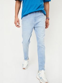 max - Men Blue Straight Fit Washed Cotton Blend Jeans