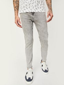 max - Men Grey Straight Fit Acid Washed Jeans