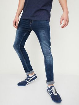 max - Men Straight Fit Washed Blue Jeans